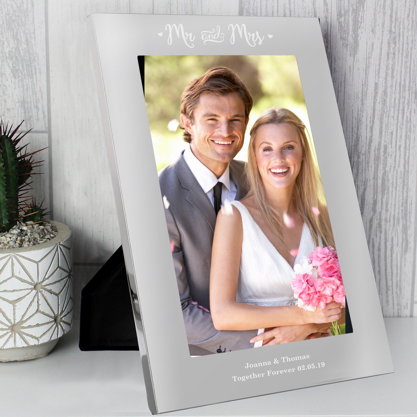 Personalised Mr & Mrs 5x7 Silver Photo Frame