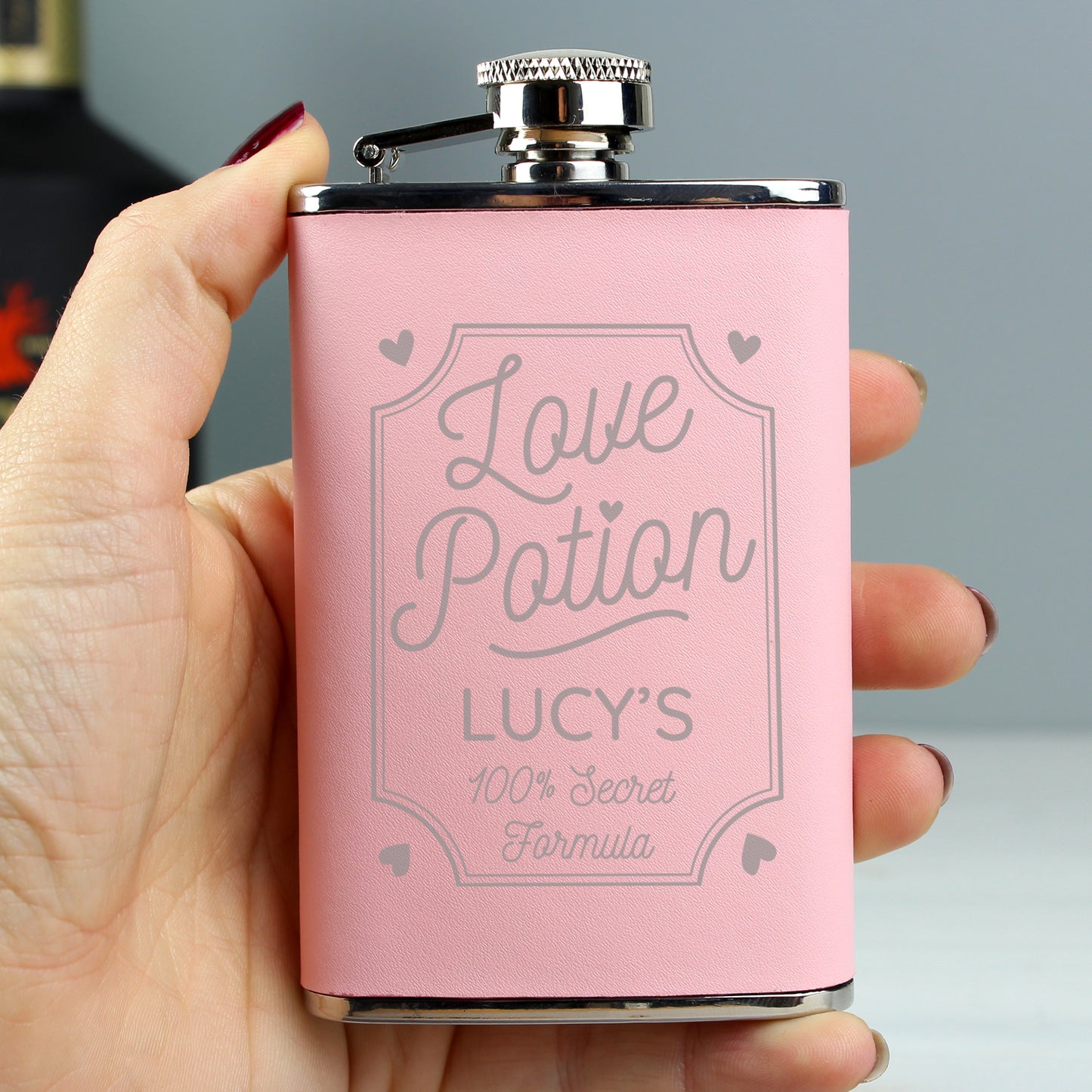 Personalised Love Potion Pink Hip Flask