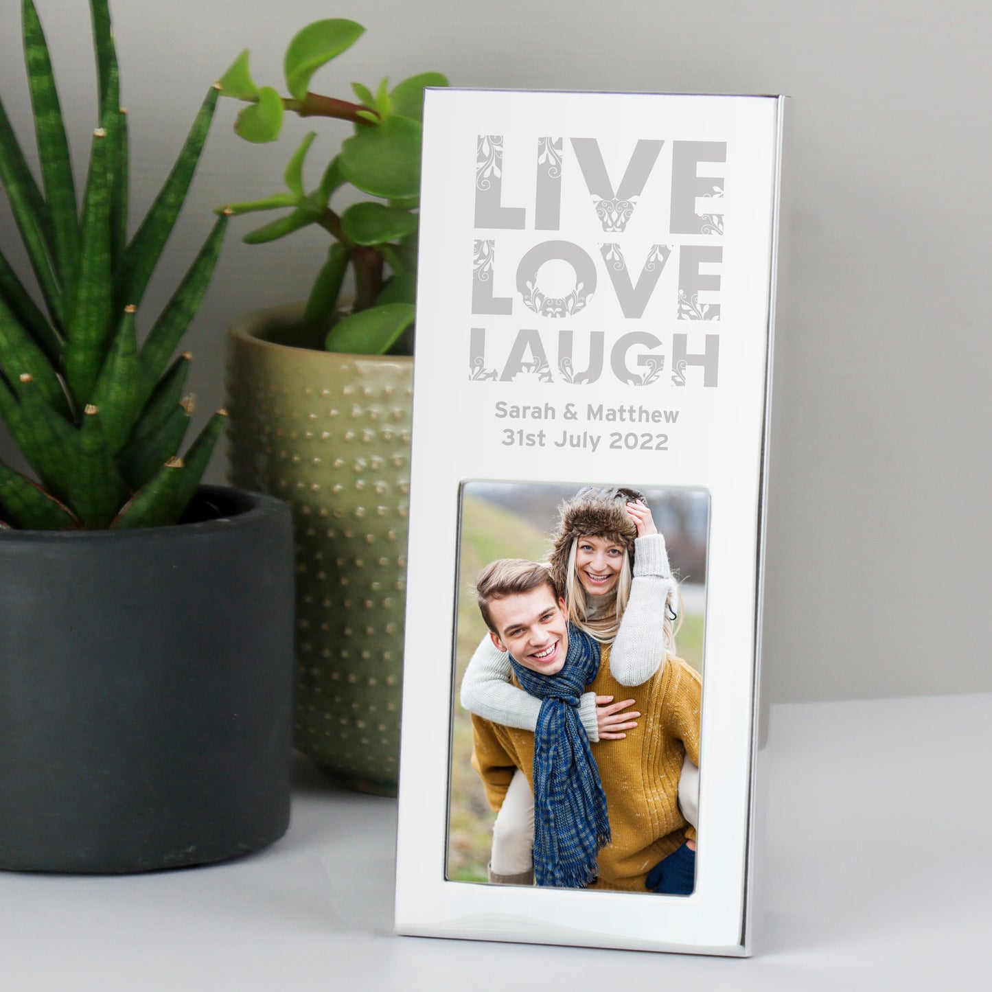 Personalised Small Live Love Laugh 2x3 Silver Photo Frame