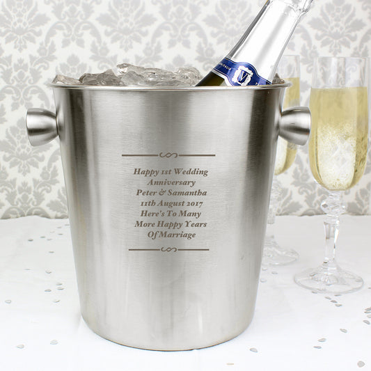 Personalised Any Message Stainless Steel Ice Bucket