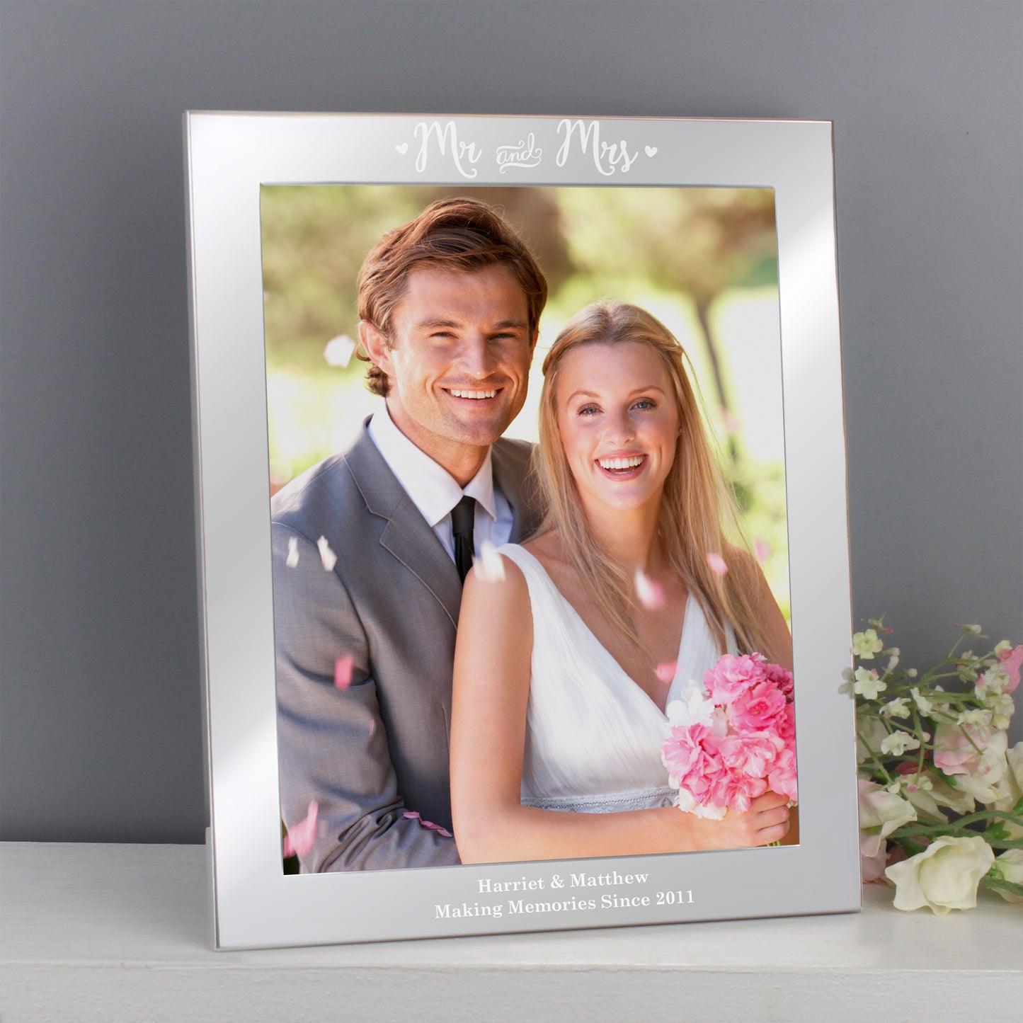 Personalised Mr & Mrs 10x8 Silver Photo Frame