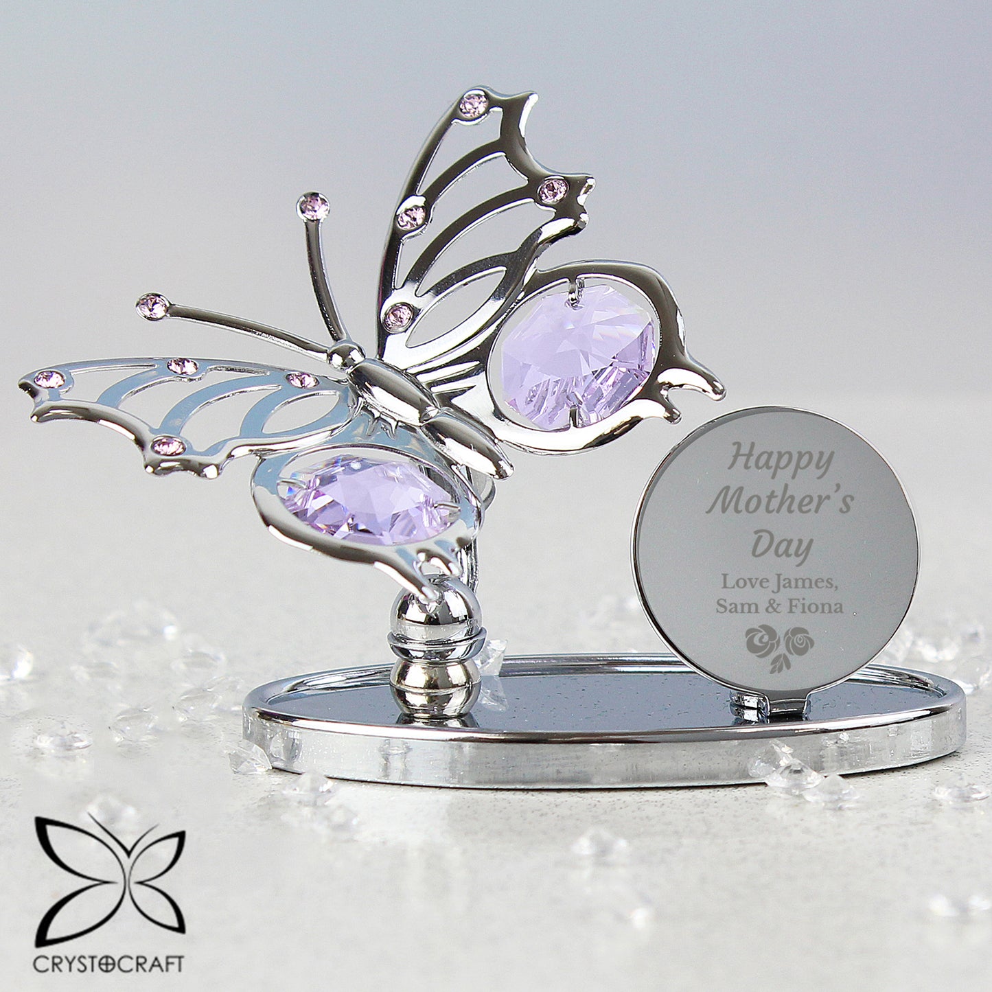 Personalised Happy Mothers Day Crystocraft Butterfly