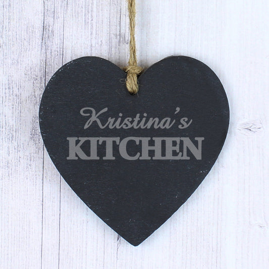 Personalised Kitchen Slate Heart Decoration