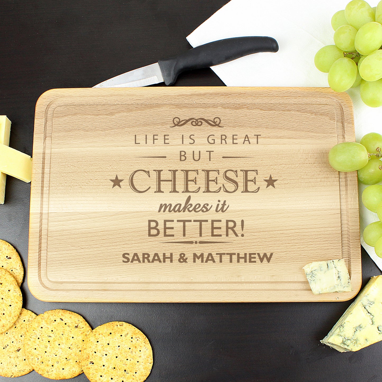 Personalised Cheese Makes Life Better... Wooden Cheese Board