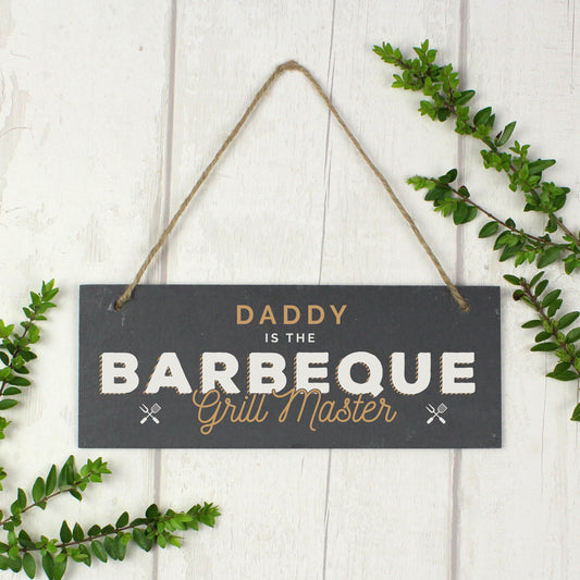 Personalised ""Barbeque Grill Master"" Printed Hanging Slate Plaque