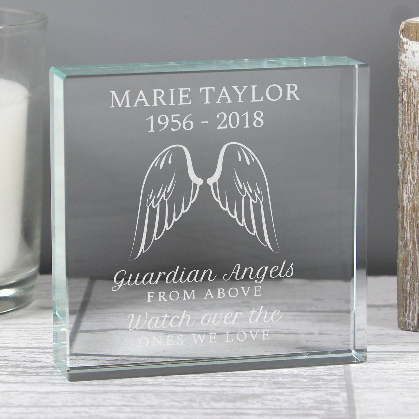 Personalised Guardian Angel Wings Crystal Token