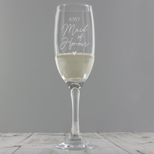 Personalised Maid of Honour Flute Glass