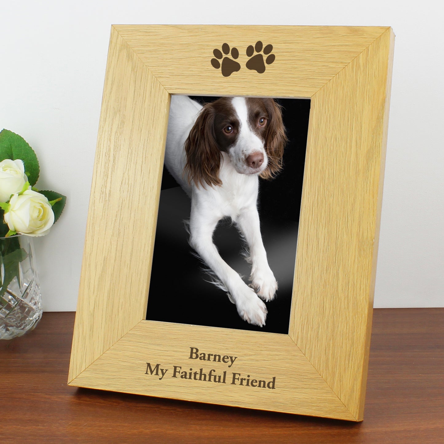 Personalised Oak Finish 6x4 Paw Prints Photo Frame