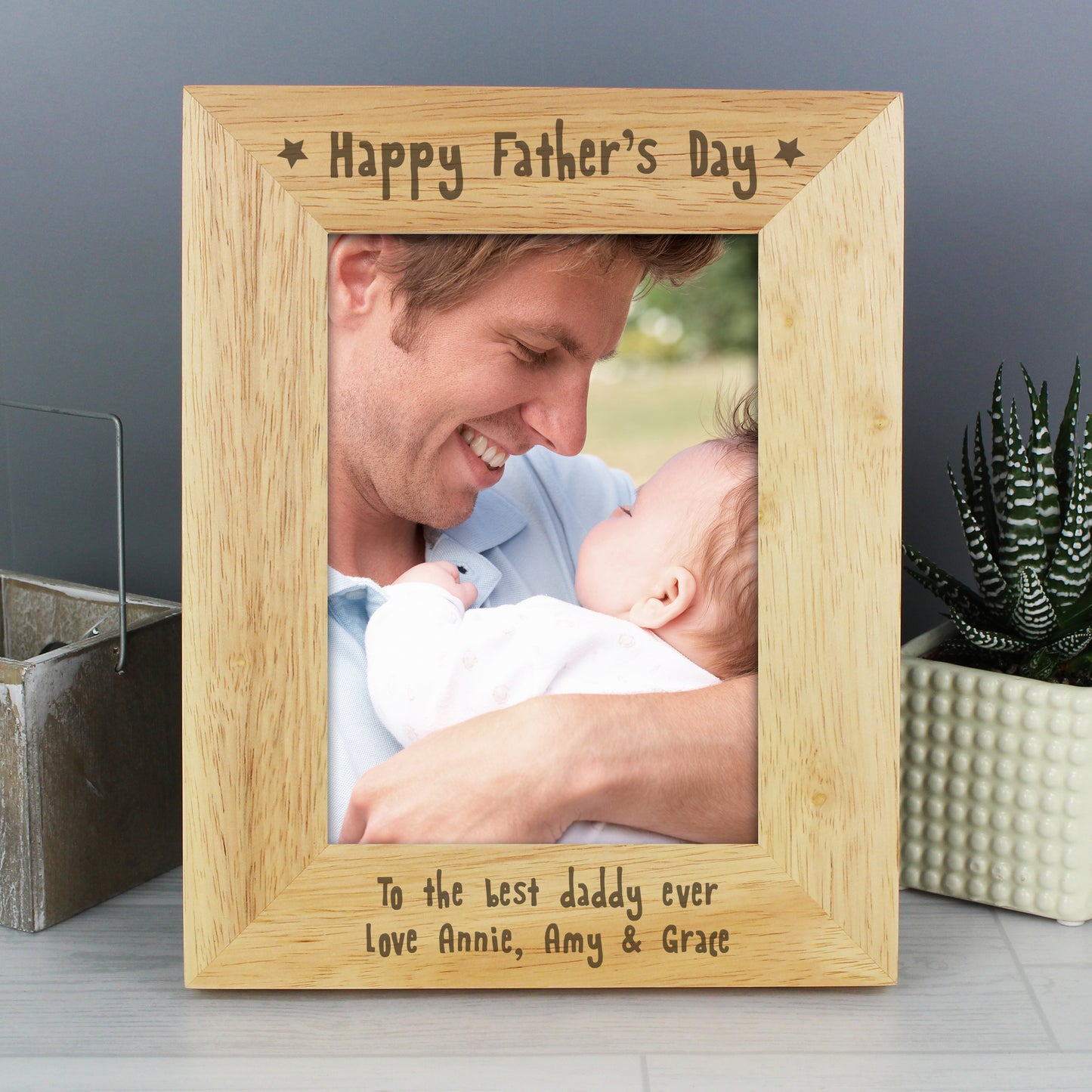 Personalised Happy Father's Day 5x7 Wooden Photo Frame