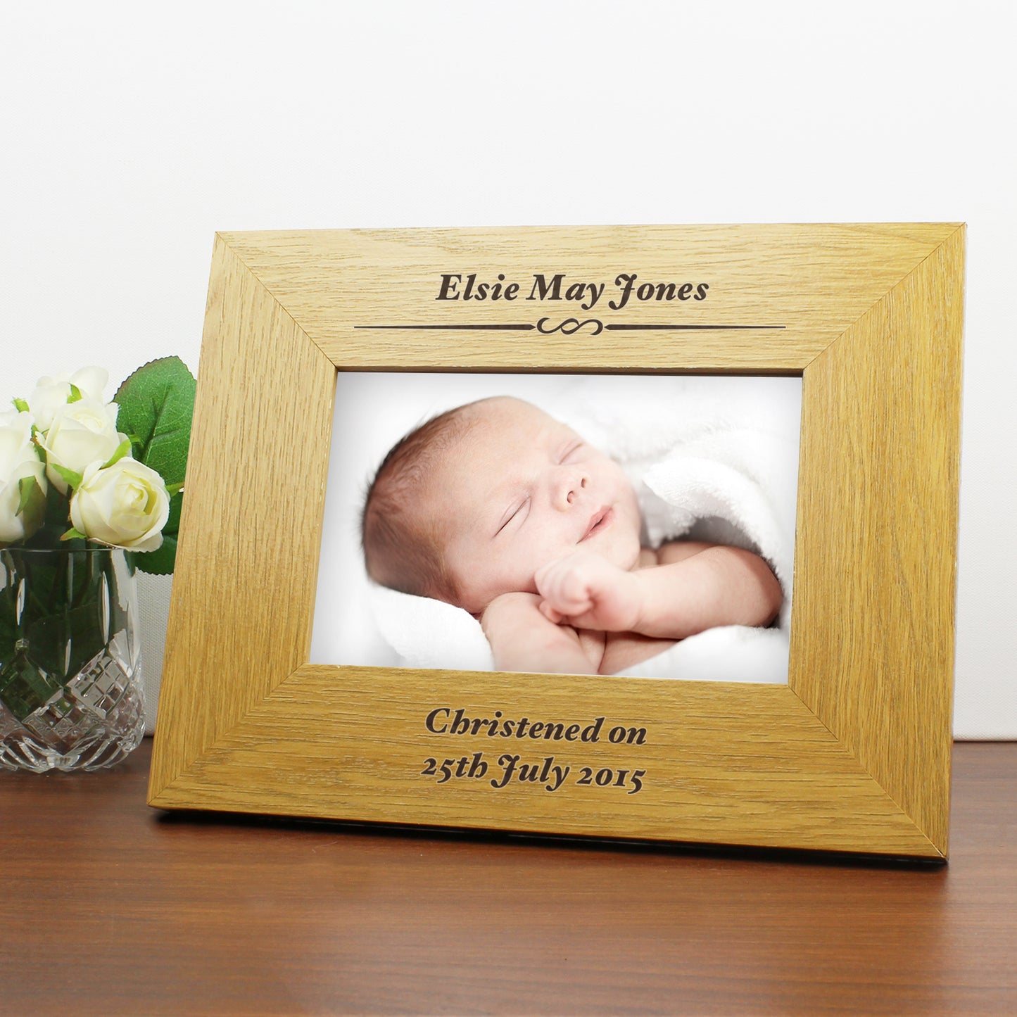 Personalised Formal 6x4 Landscape Oak Finish Photo Frame