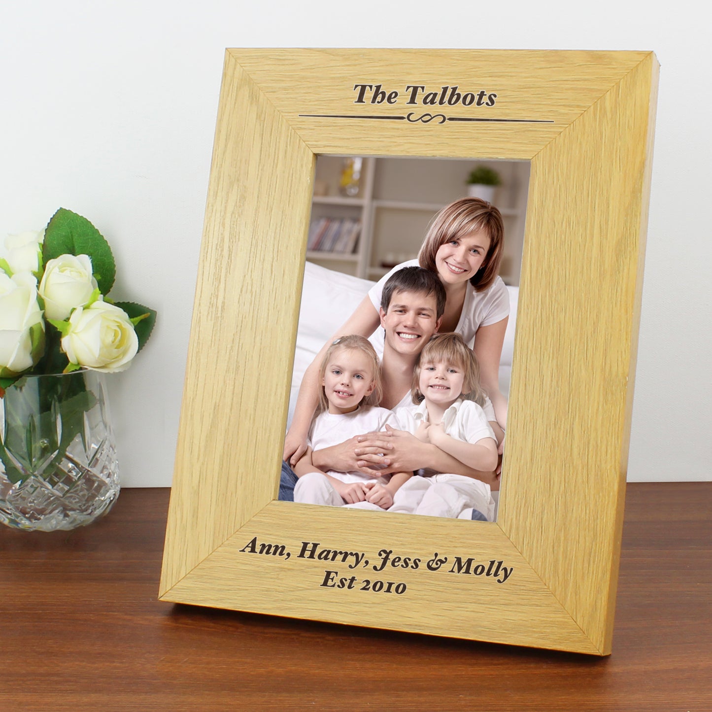 Personalised Formal 6x4 Oak Finish Photo Frame