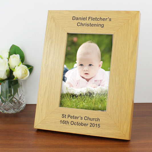 Personalised Long Message 6x4 Oak Finish Photo Frame