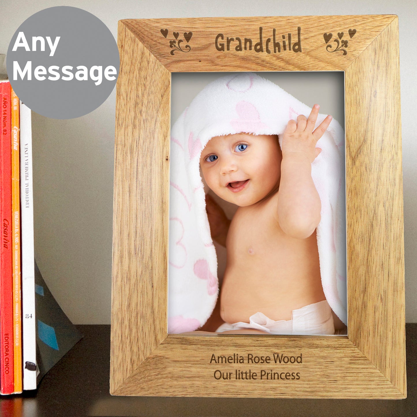 Personalised Grandchild 5x7 Wooden Photo Frame