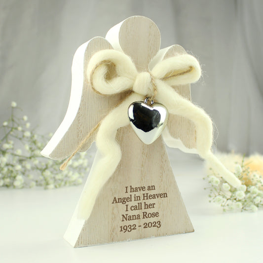 Personalised Rustic Wooden Angel Decoration