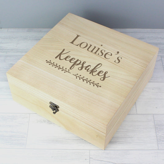 Personalised Floral Large Wooden Keepsake Box