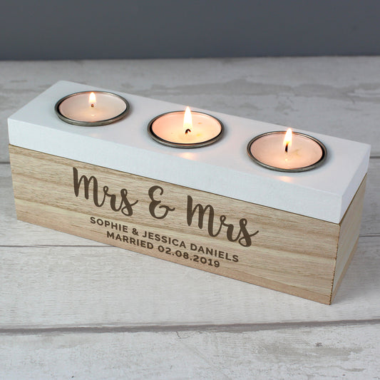 Personalised Free Text Triple Tea Light Box