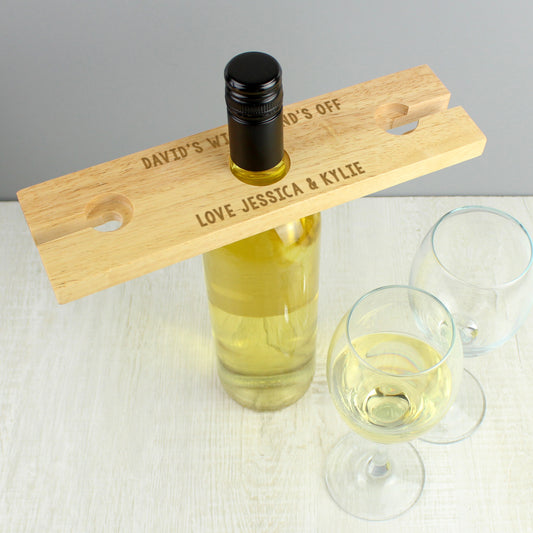 Personalised Free Text Wine Glass & Bottle Holder