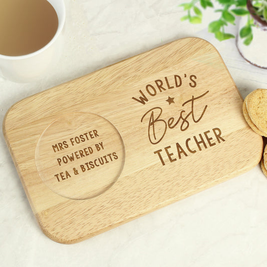 Personalised World's Best Wooden Coaster Tray