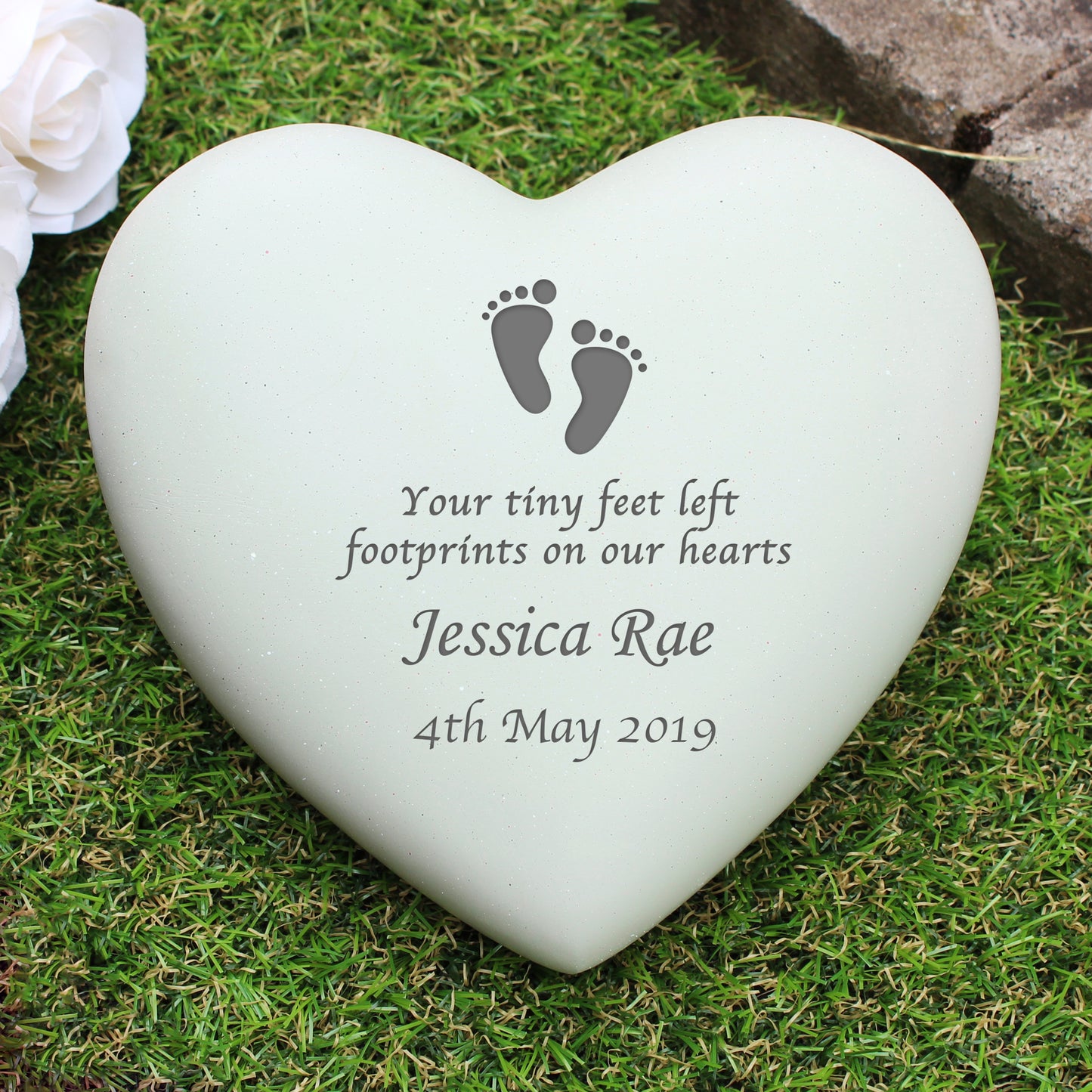 Personalised Footprints Heart Memorial