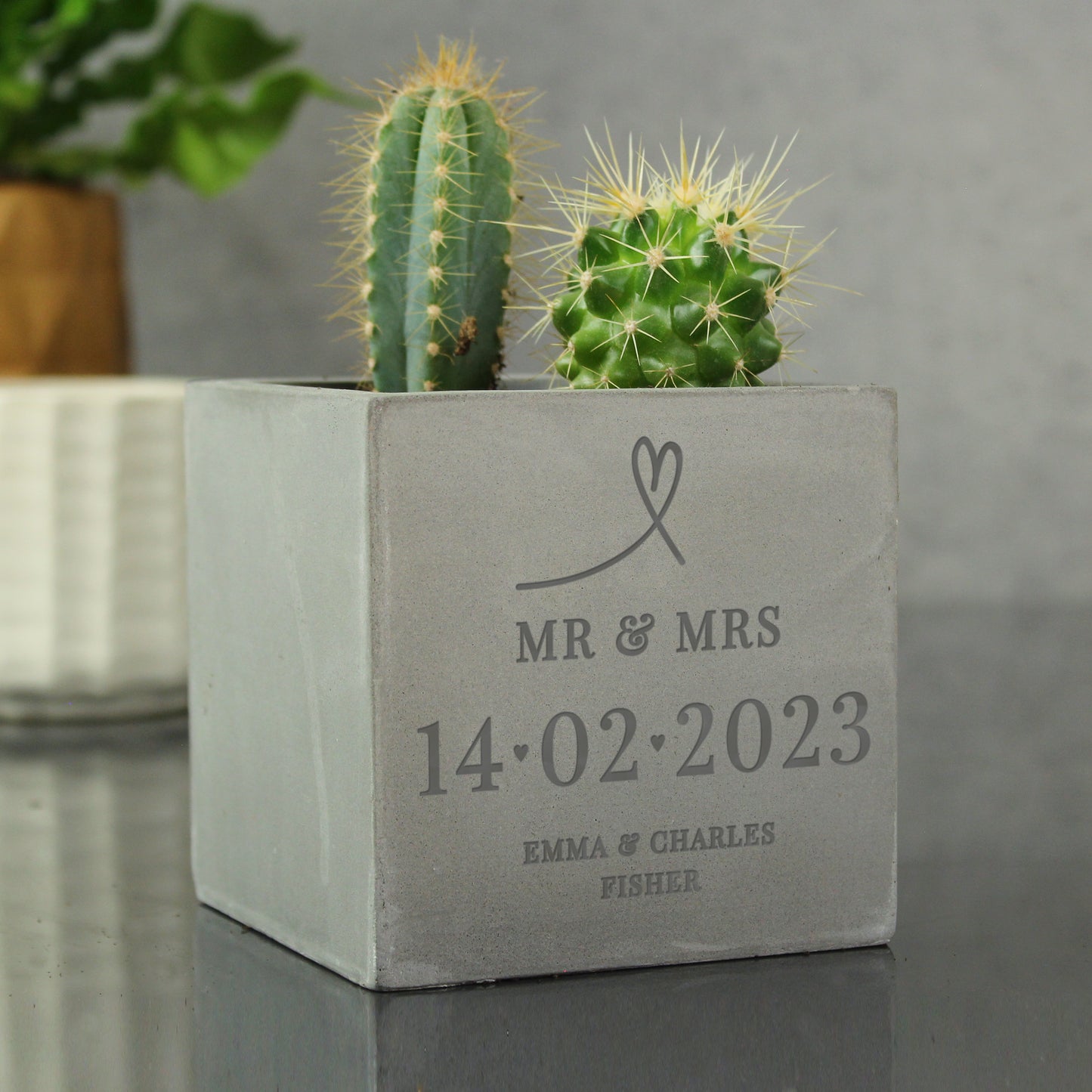 Personalised Large Date Concrete Plant Pot