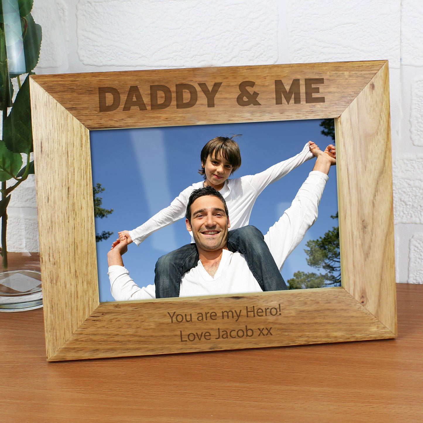 Personalised Daddy & Me 5x7 Landscape Wooden Photo Frame