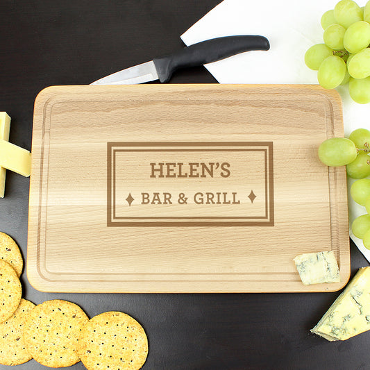 Personalised Bar & Grill Large Chopping Board