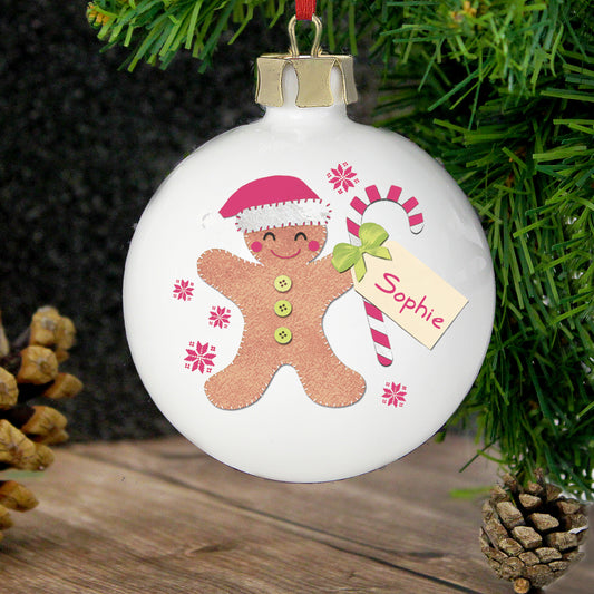 Personalised Felt Stitch Gingerbread Man Bauble