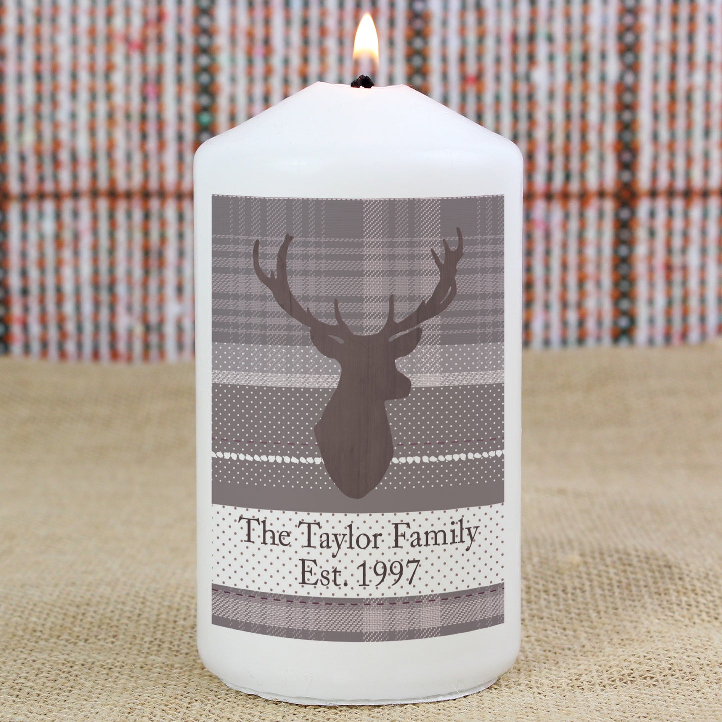 Personalised Highland Stag Pillar Candle