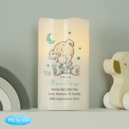 Personalised Tiny Tatty Teddy Dream Big Blue Nightlight LED Candle