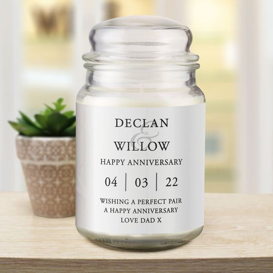 Personalised Couples Large Scented Jar Candle