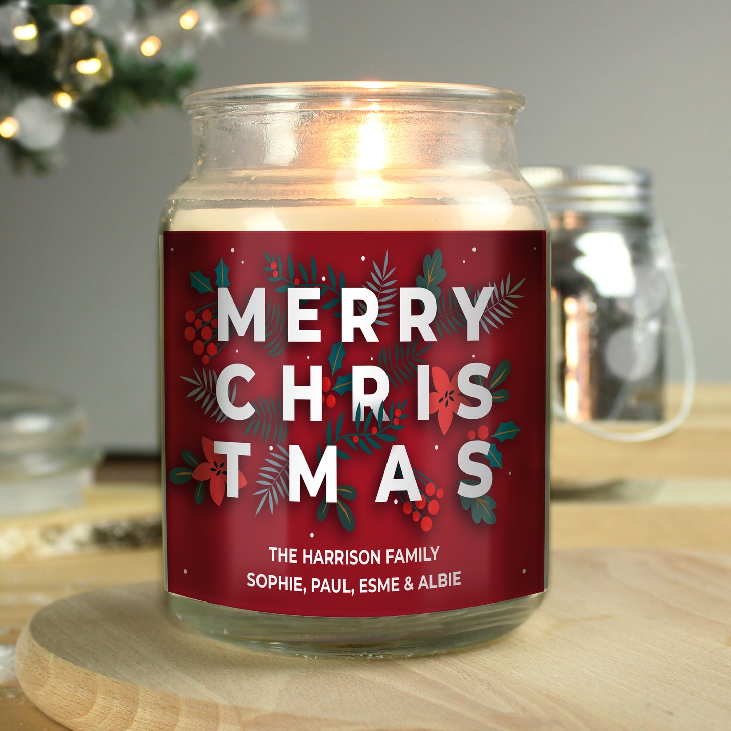 Personalised Christmas Large Scented Jar Candle