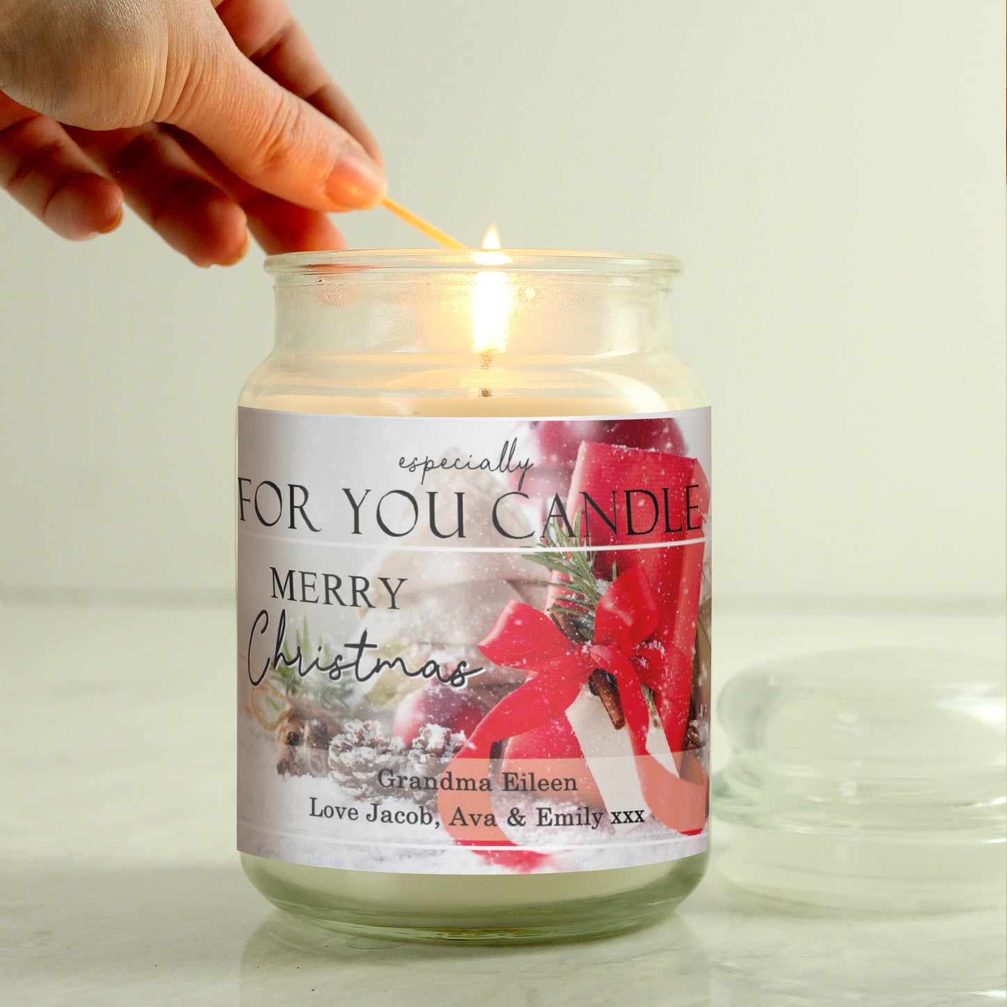 Personalised Merry Christmas Large Scented Jar Candle