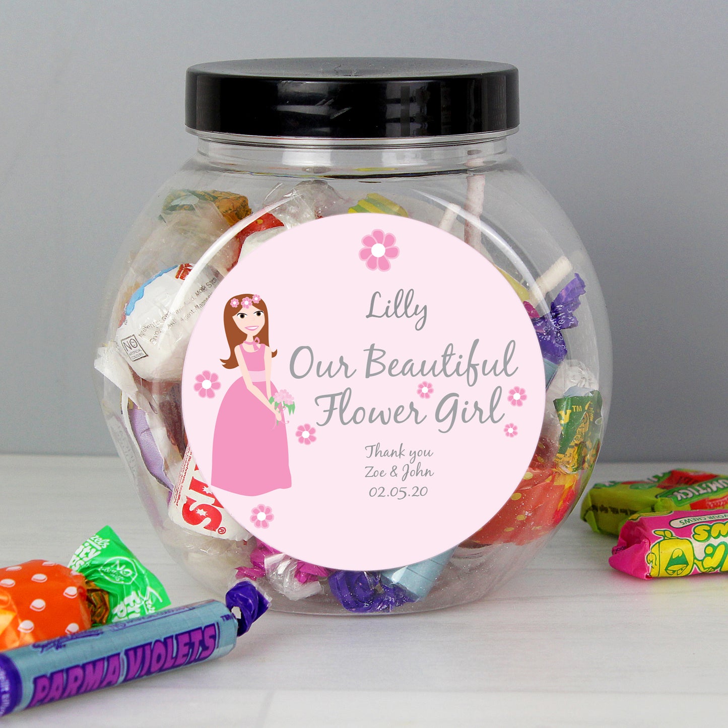 Personalised Fabulous Flowergirl Sweet Jar