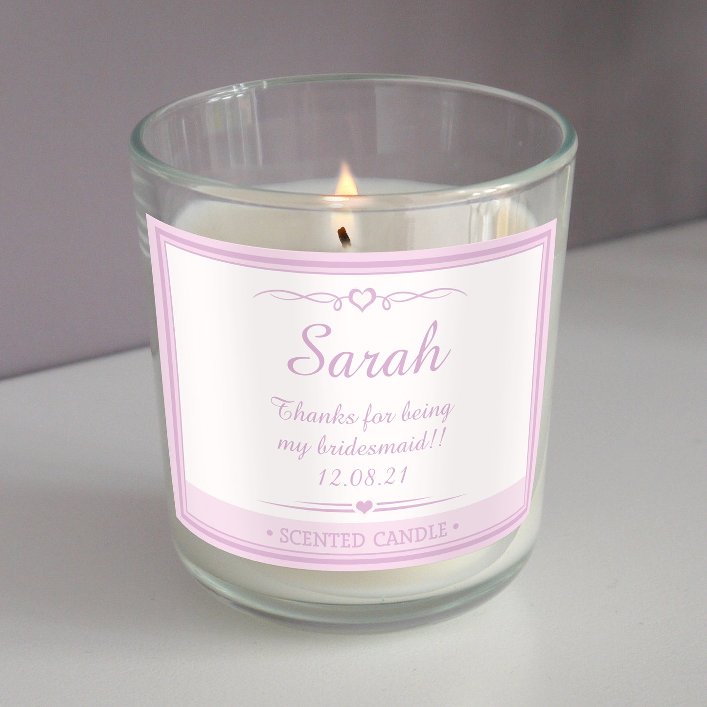 Personalised Pink Elegant Scented Jar Candle