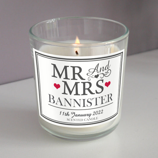 Personalised Mr & Mrs Scented Jar Candle