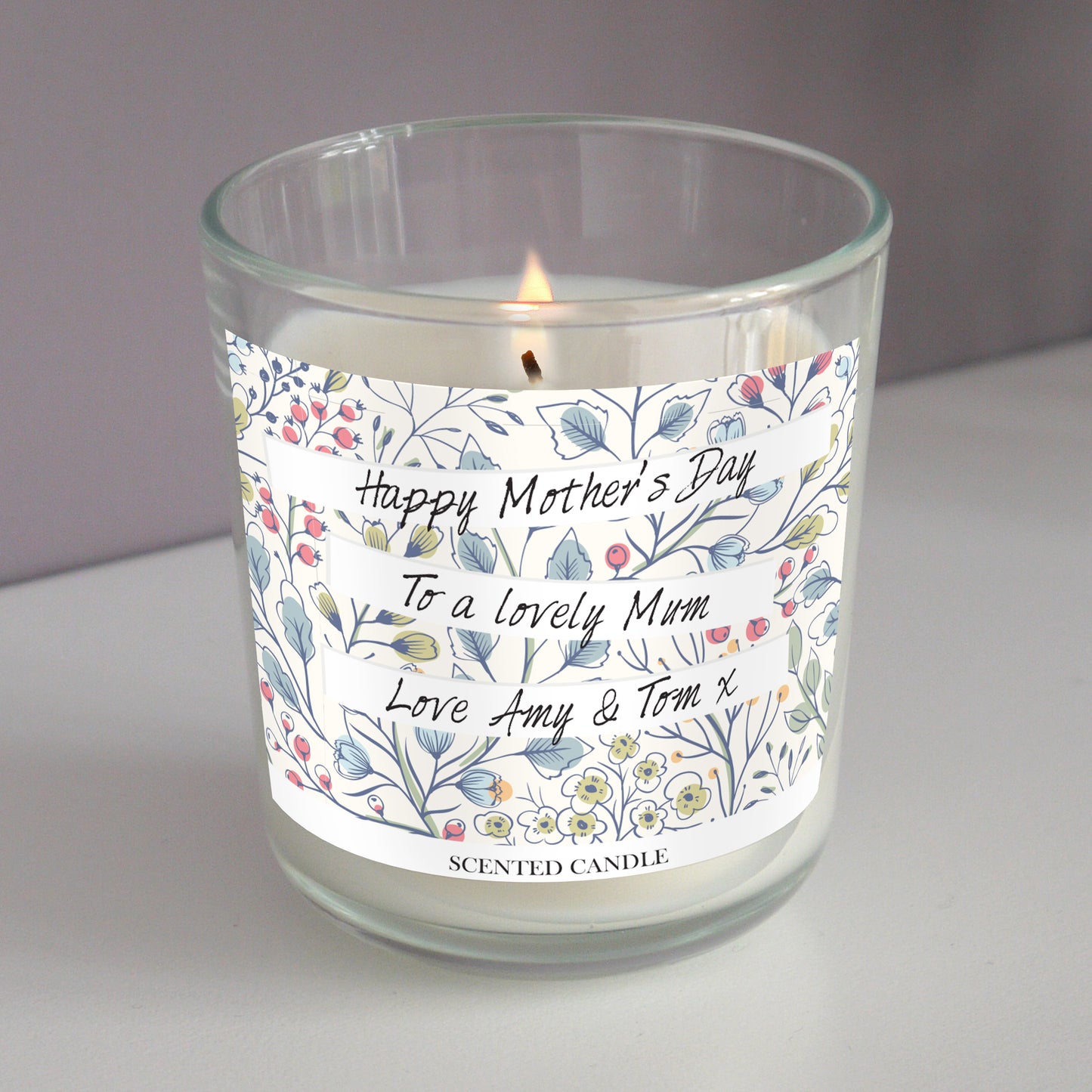 Personalised Floral Watercolour Scented Jar Candle