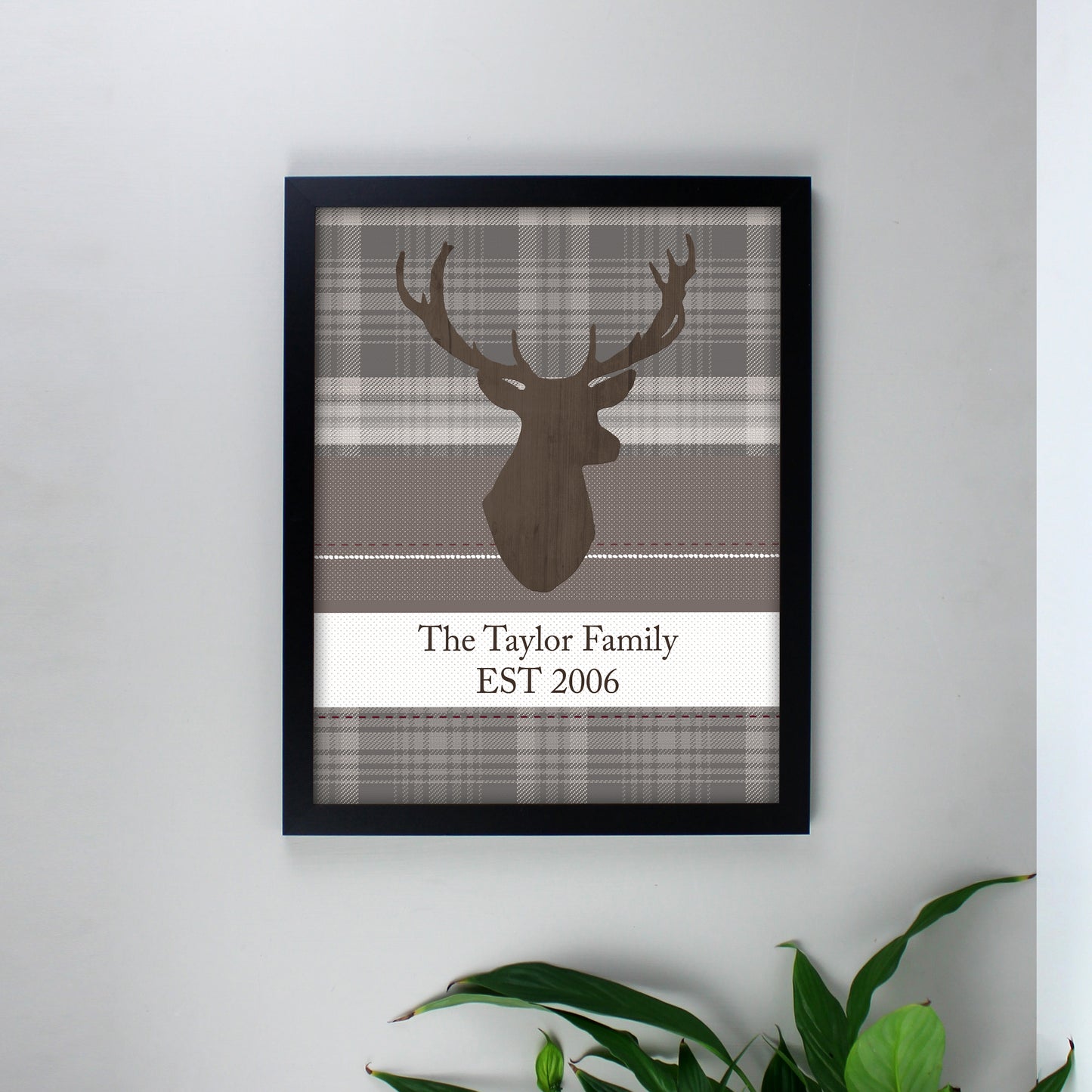 Personalised Highland Stag Black Framed Print