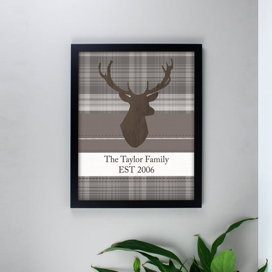 Personalised Highland Stag Black Framed Print