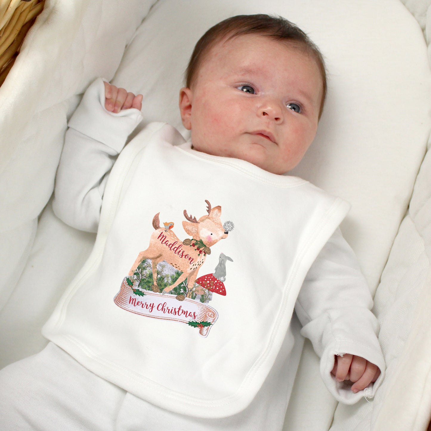 Personalised Festive Fawn Bib