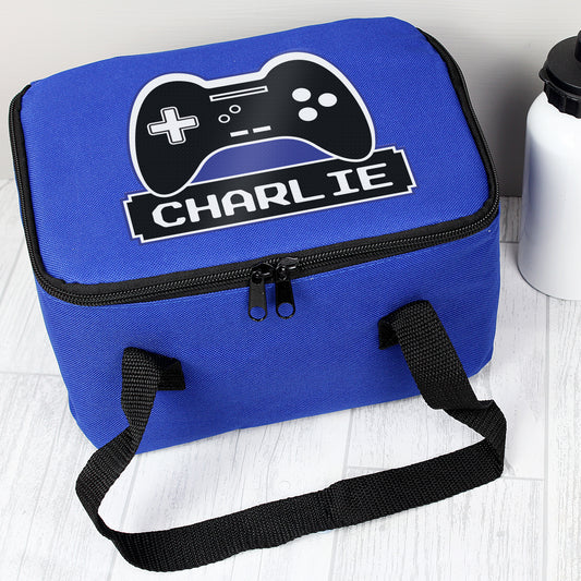 Personalised Gaming Blue Lunch Bag