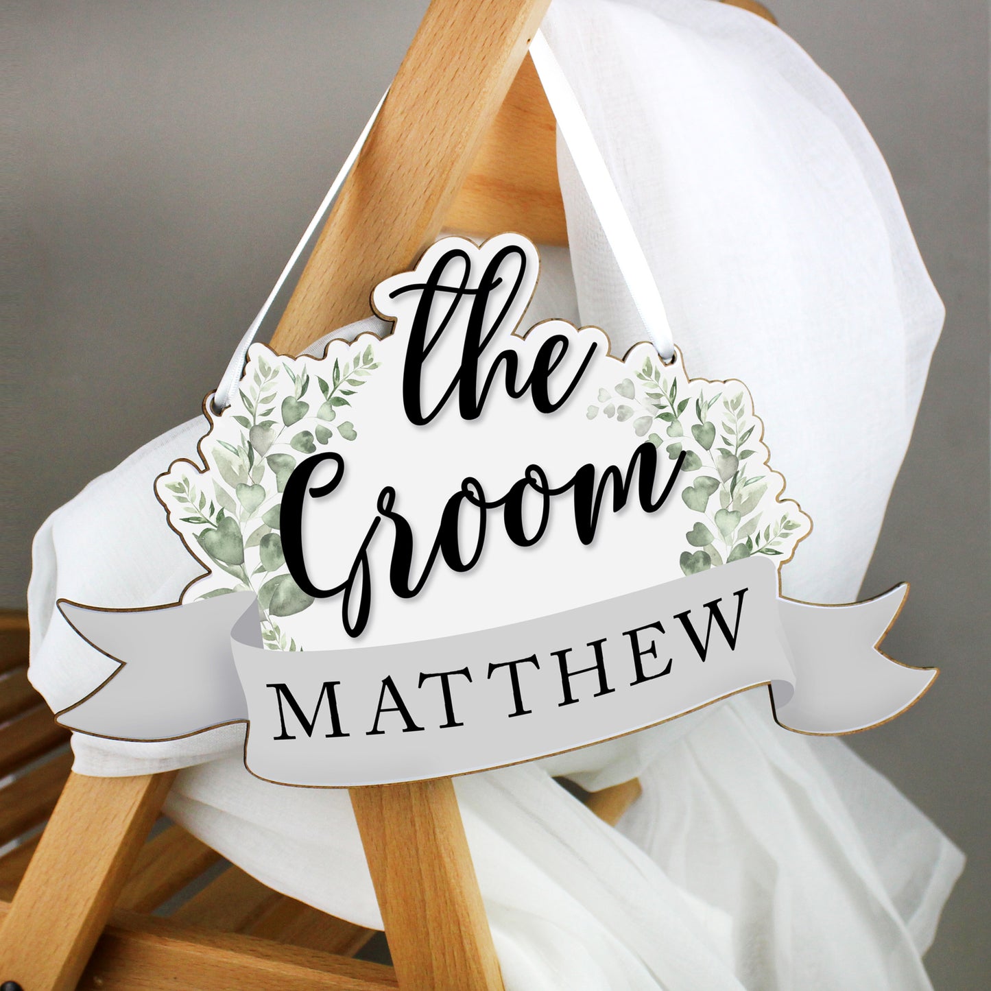 Personalised The Groom Wooden Hanging Decoration