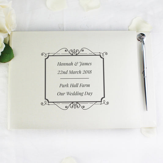 Personalised Black Hardback Guest Book & Pen