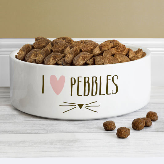 Personalised Cat Features 14cm Medium White Pet Bowl