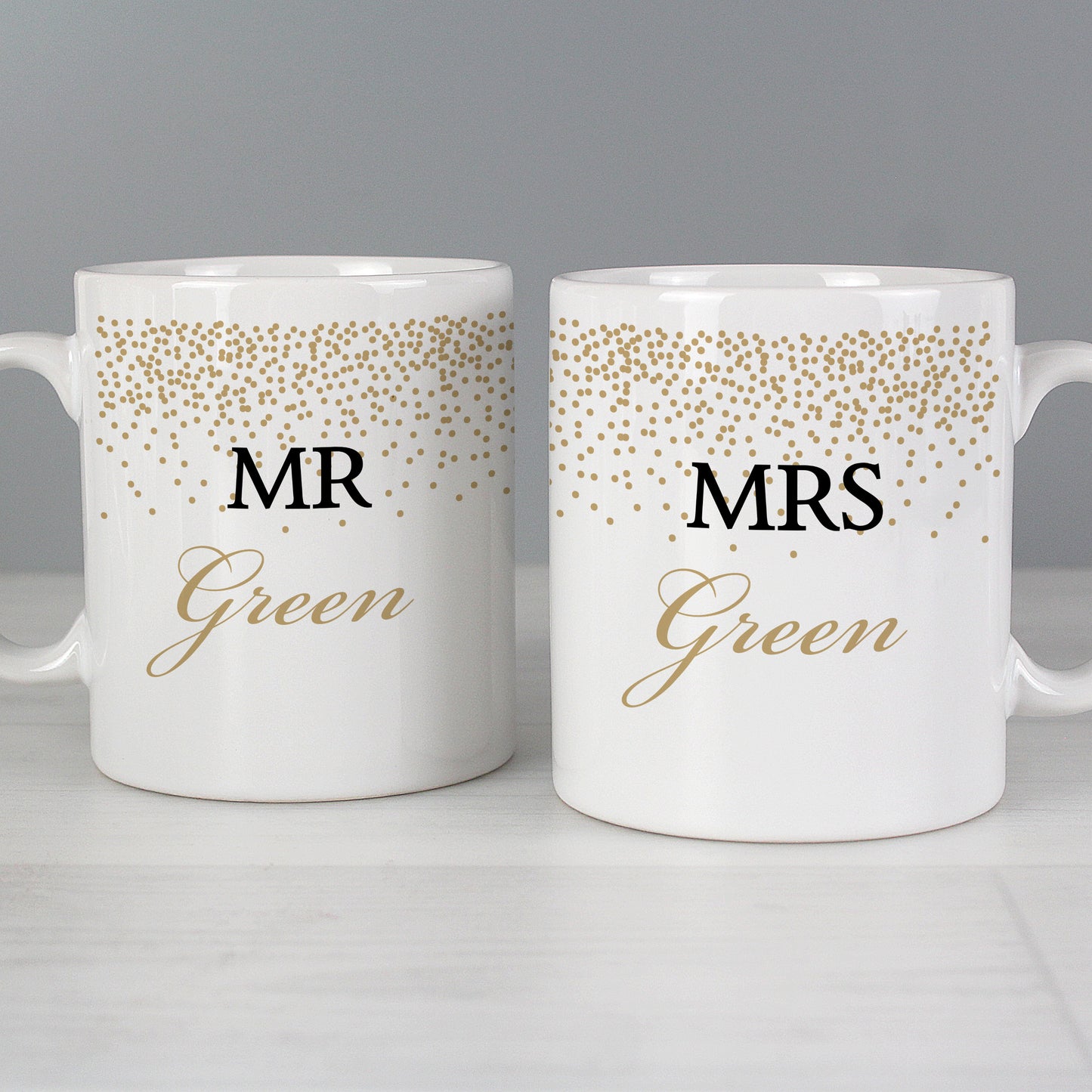 Personalised Gold Confetti Mug Set