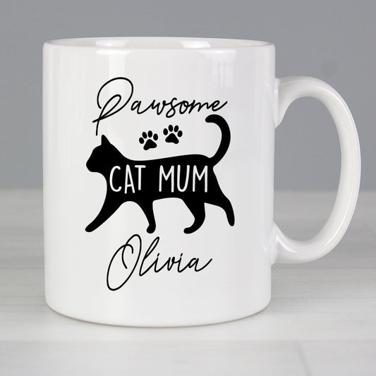 Personalised Pawsome Cat Mum Mug