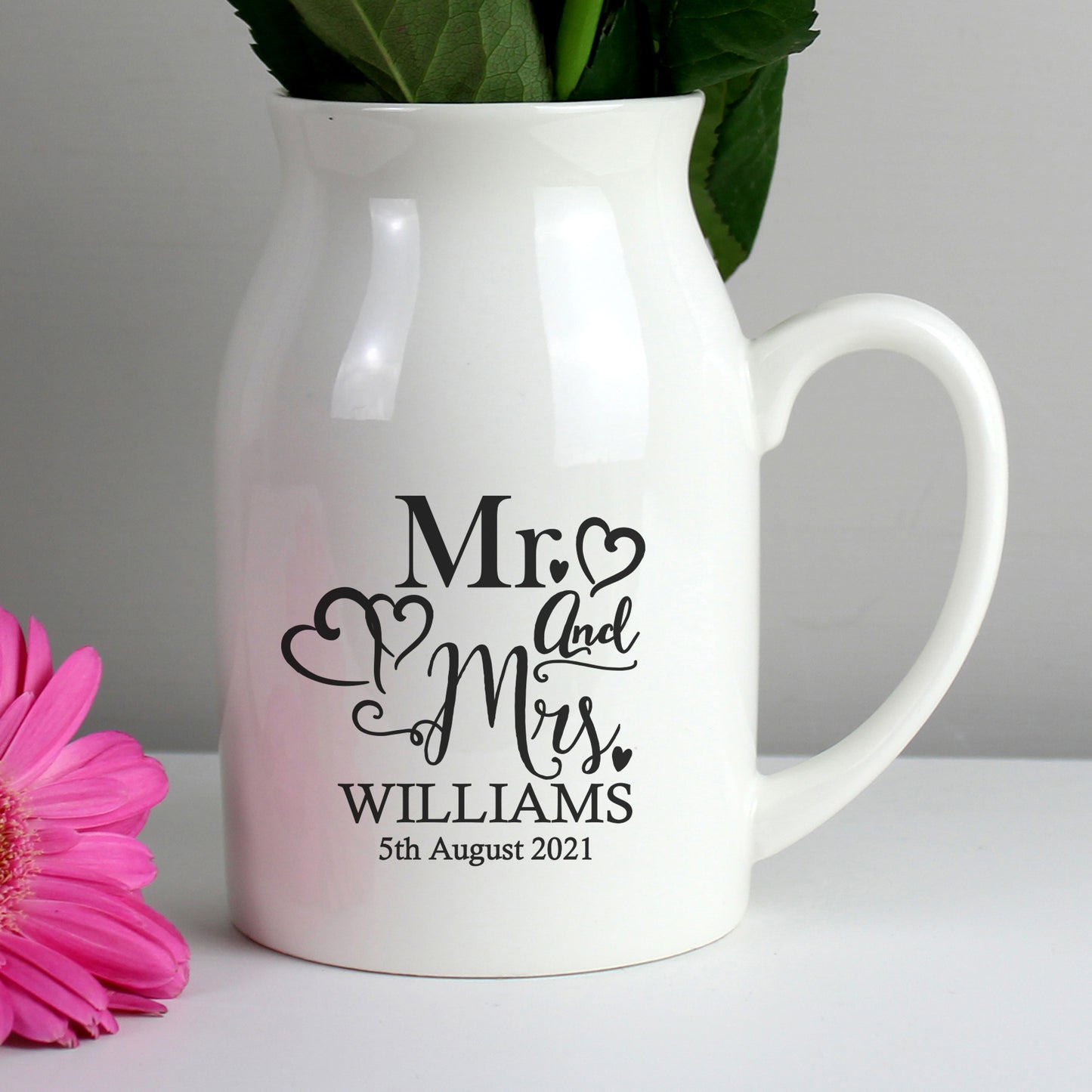 Personalised Mr & Mrs Flower Jug Vase