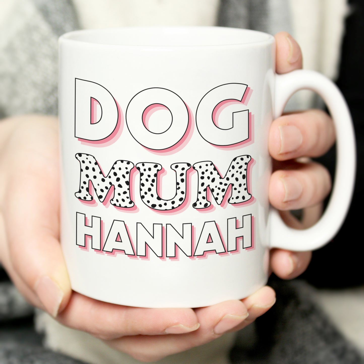 Personalised Dog Mum Pink Spots Mug