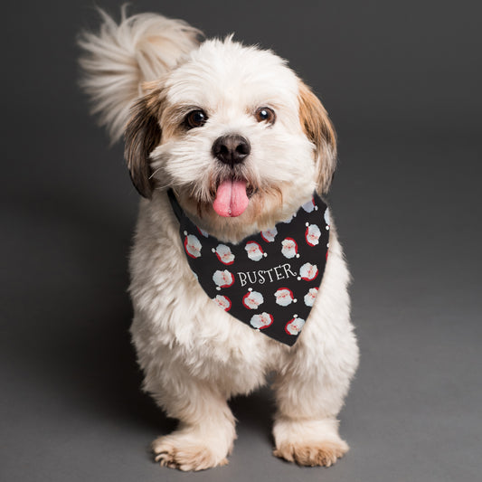 Personalised Santa Black Dog Bandana