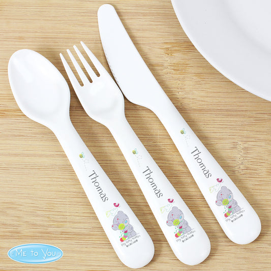 Personalised Tiny Tatty Teddy Cuddle Bug 3 Piece Plastic Cutlery Set