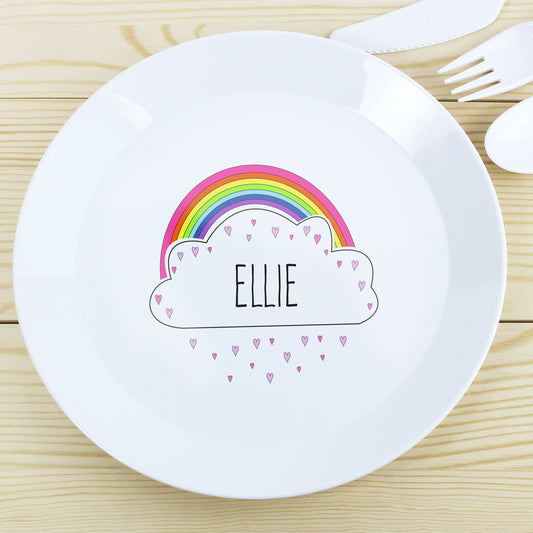 Personalised Rainbow Plastic Plate